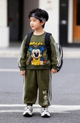 Bộ dài tay bo gấu in Mickey Bé trai/Bé gái sz 110-150