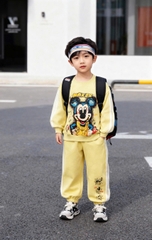 Bộ dài tay bo gấu in Mickey Bé trai/Bé gái sz 110-150