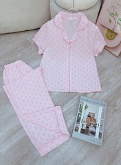 BỘ PIJAMA QUẦN DÀI ÁO CỘC COTTON HÀN
