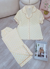 BỘ PIJAMA QUẦN DÀI ÁO CỘC COTTON HÀN