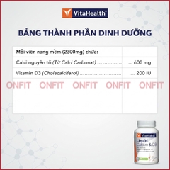 Viên Canxi D3 K2 VitaHealth Liquid Calcium & D3 (30 Viên)