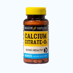 Viên uống MASON NATURAL CALCIUM CITRATE + D3 Hỗ Trợ Xương Chắc Khỏe Hộp 60 viên