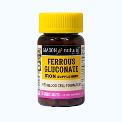 Viên uống Sắt hữu cơ Mason Natural Ferrous Gluconate – Hỗ trợ bổ sung sắt, giúp giảm nguy cơ thiếu máu do thiếu sắt (Hộp 50 viên)