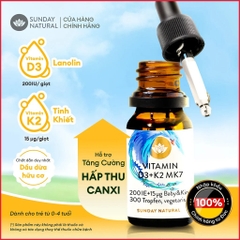 Vitamin D3 K2 MK7 Cho Bé 200IU/15µg Baby & Kind (Lanolin) L/10ml