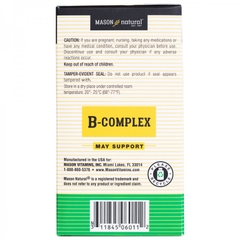 Viên uống bổ sung Vitamin B hoàn chỉnh, Mason Natural B-Complex, 100 viên