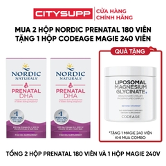 Combo 2 Hộp Nordic Naturals Prenatal DHA 180 Viên, 1 Hộp Codeage Magnesium Glycinate