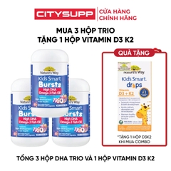 Combo 3 Hũ Nature's Way Omega-3 Fish Oil Trio 60 Viên và 1 Nature's Way Vitamin D3 K2