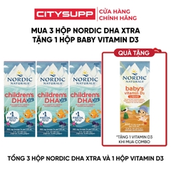 Combo 3 Hộp Nordic Naturals Children DHA Extra 60ml, 1 Hộp Baby's Vitamin D3 22.5ml