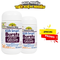 Combo 2 Hũ Nature's Way Kids Smart Bursts Liquid Algae Calcium With Magnesium + Zinc 30 viên