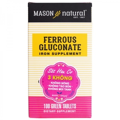 Viên uống sắt hữu cơ Mỹ, Mason Natural Ferrous Gluconate, 100 viên