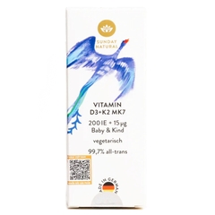 Vitamin D3 K2 MK7 Cho Bé 200IU/15µg Baby & Kind (Lanolin) L/10ml