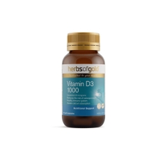 Viên Uống Herbs of Gold Vitamin D3 1000 Bổ Sung Vitamin D (Lọ 120 Viên)
