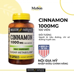 Viên uống bột quế, Mason Natural Cinnamon 1000mg (100 viên)