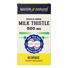 Viên uống Mason Natural Milk Thistle 500mg hỗ trợ giải độc bảo vệ sức khỏe gan, 60 viên