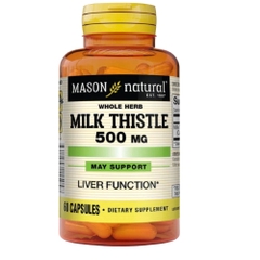 Viên uống Mason Natural Milk Thistle 500mg hỗ trợ giải độc bảo vệ sức khỏe gan, 60 viên