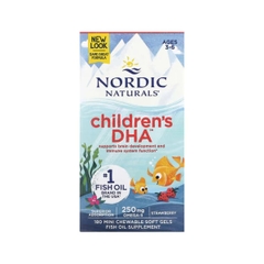 Viên Dầu Cá Vị Dâu Cho Bé Nordic Naturals Children's DHA (180 Viên)