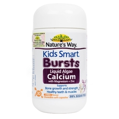 Viên Canxi D3 K2 Cho Bé Từ 6 Tháng Nature's Way Kids Smart Bursts Liquid Algae Calcium With Magnesium + Zinc (30 Viên)