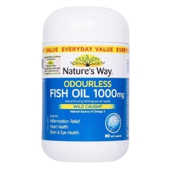 Viên Dầu Cá Không Mùi Tanh Nature’s Way Odourless Fish Oil 1000mg (80 Viên)