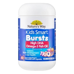 Viên Kẹo Dầu Cá Cho Bé Từ 1 Tuổi Nature's Way Omega-3 Fish Oil Trio (60 Viên)