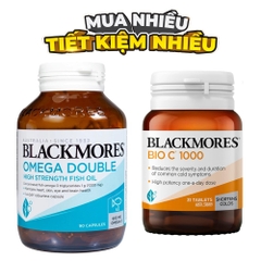 Combo Blackmores Omega Double High Strength Fish oil và Bio C 1000mg
