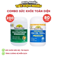 Combo Nature's Way Complete Daily Multivitamin 200 Viên và Odourless Fish Oil 1000mg