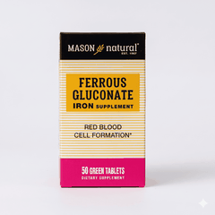 Viên uống Sắt hữu cơ Mason Natural Ferrous Gluconate – Hỗ trợ bổ sung sắt, giúp giảm nguy cơ thiếu máu do thiếu sắt (Hộp 50 viên)