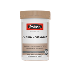 Viên uống SWISSE Ultiboost Calcium + Vitamin D giúp hỗ trợ giảm nguy cơ loãng xương (Hộp 90 viên)