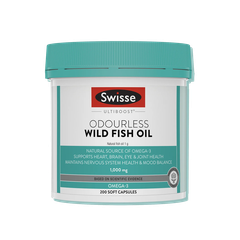 Viên uống dầu cá SWISSE Ultiboost Odourless Wild Fish Oil 1000mg (Hộp 200 viên)