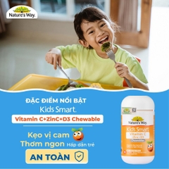 Nature’s Way Kids Smart Vitamin C+ZinC+D3 Chewable Tablets 75 Viên