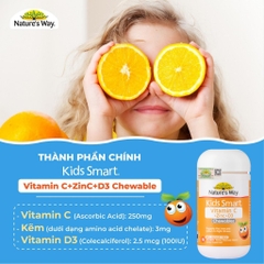 Nature’s Way Kids Smart Vitamin C+ZinC+D3 Chewable Tablets 75 Viên