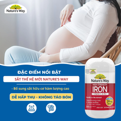 Viên Uống Bổ Sung Sắt Hữu Cơ Nature’s Way High Strength Iron, Vitamin C Và B12 (30 Viên)