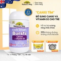 Nature’s Way Kids Smart Calcium + Vitamin D3 Burstlets 50 Viên