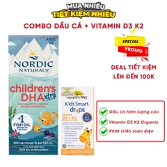 Combo Nordic Naturals DHA Xtra và Nature's Way Vitamin D3 K2 Organic