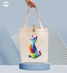 Túi Tote vải canvas mèo cách điệu