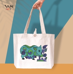 Túi tote vải canvas Lợn Ăn Cây Dáy