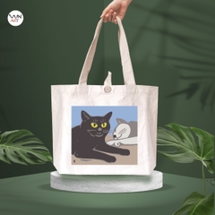 Túi Tote vải canvas hình con mèo
