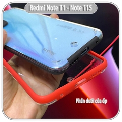 Ốp Lưng cho Xiaomi Redmi Note 11 - 11S 4G PC Trong Suốt Viền Màu Mỏng ,Che Camera