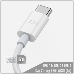 Cáp ZMI 2 trong 1, Type-C to Type-C & USB-A , AL311 (1met)