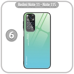 Ốp lưng cho Xiaomi Redmi Note 11 - 11S gương cứng 2 màu Gradient Ver 2 , viền TPU dẻo đen