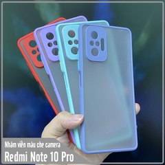 Ốp lưng cho Xiaomi Redmi Note 10 Pro nhám viền màu che camera