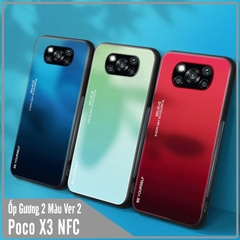 Ốp lưng dành cho Xiaomi Poco X3 NFC gương cứng 2 màu Gradient Ver 2 , viền TPU dẻo đen