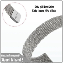 Dây kim loại nhuyễn TF khóa nam châm cho Xiaomi Miband 3/4/5/6 hãng Mijobs