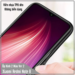 Ốp lưng Xiaomi Redmi Note 8 gương cứng 2 màu Gradient Ver 2 , viền TPU dẻo đen