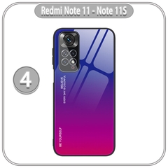 Ốp lưng cho Xiaomi Redmi Note 11 - 11S gương cứng 2 màu Gradient Ver 2 , viền TPU dẻo đen