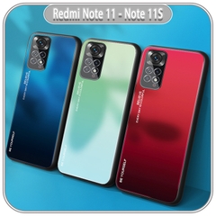 Ốp lưng cho Xiaomi Redmi Note 11 - 11S gương cứng 2 màu Gradient Ver 2 , viền TPU dẻo đen