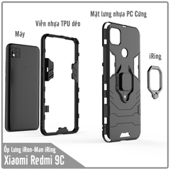 Ốp lưng dành cho Xiaomi Redmi 9C - Redmi 10A iRON - MAN IRING Nhựa PC cứng viền dẻo chống sốc