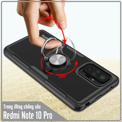 Ốp lưng cho Xiaomi Redmi Note 10 Pro Trong Suốt Chống Sốc iRing Viền Màu