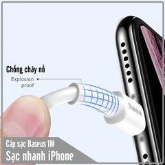 Cáp sạc nhanh Baseus Mini White 1M 2.4A dùng cho iPhone - iPad