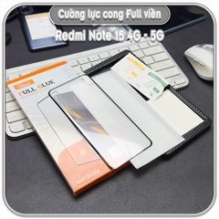 Cường lực cong cho Redmi Note 15 4G - 5G, full keo có viền đen