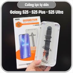 Cường lực trong cho Samsung S25 - S25 Plus - S25 Ultra, không viền đen kèm khung tự dán